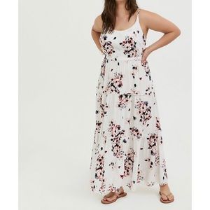 🆕 Ivory Floral Challis Tiered Maxi Dress 2X 18 20